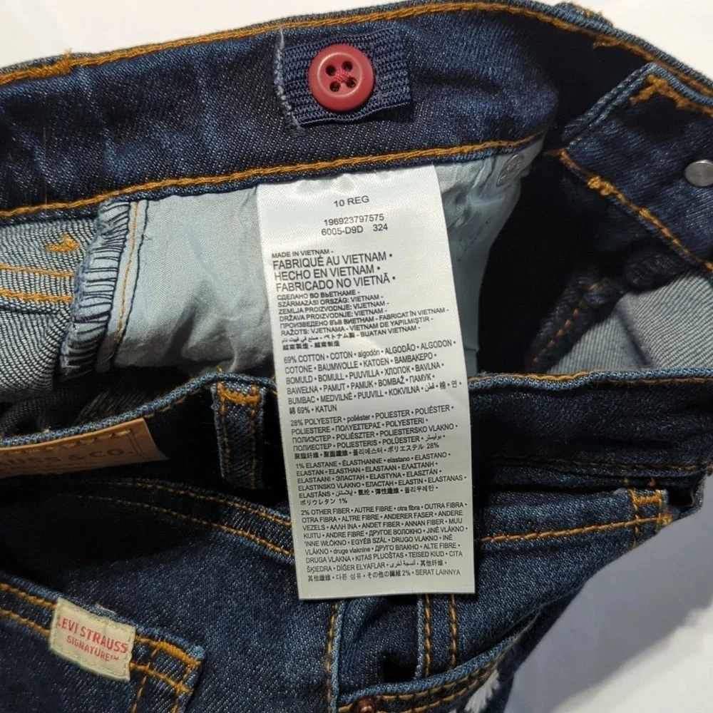 Levi's 10R Blue Straight Leg Kids Jeans with Floral Embroidery NEW WITH TAGS!!